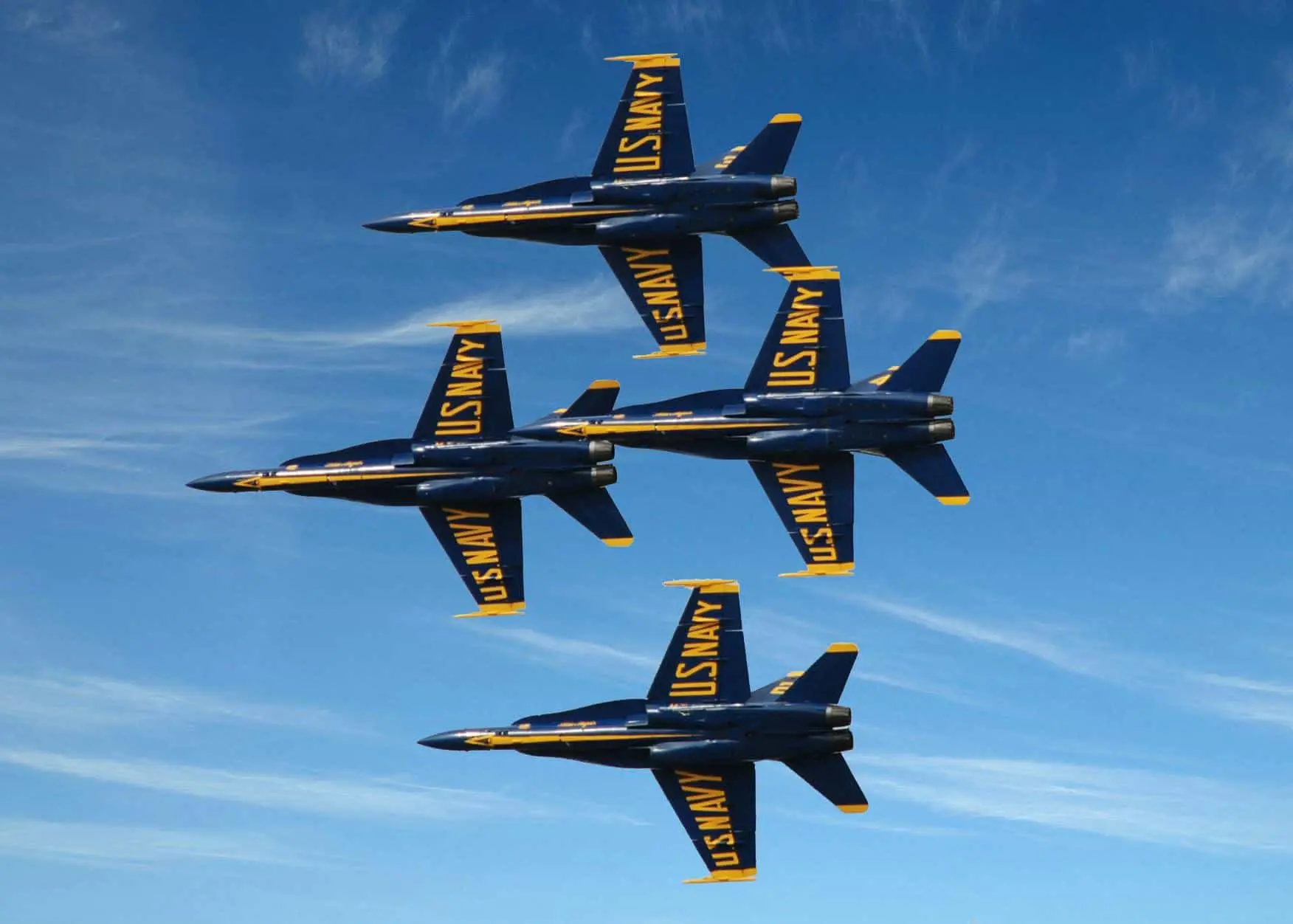 4 Navy Blue Angels flying in formation